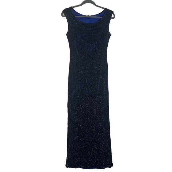 Vintage Rampage Dress Women’s Large Black Blue Mesh Maxi Y2K Whimsigoth USA - Picture 1 of 10